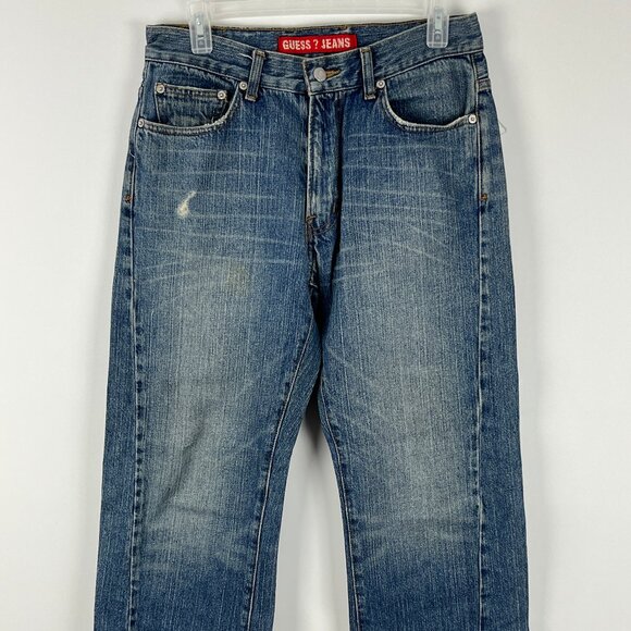 Guess Jeans Size 31 Inseam 30 Rise 10 Blue Bootcut 5 Pocket Design Cotton - Picture 1 of 9